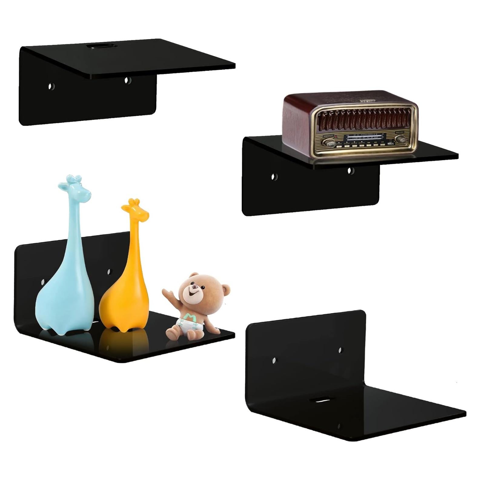 Estantes flotantes de acrílico Bolidery - Paquete de 4 unidades 10x10cm