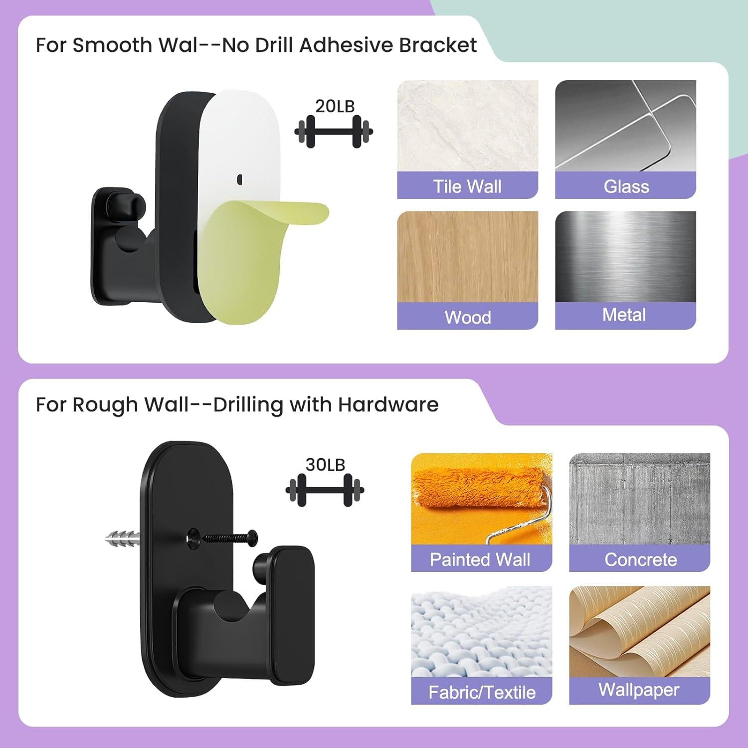 Soportes de Barra de Cortina Autoadhesivos TKZTKZ 2 Piezas 5/8"