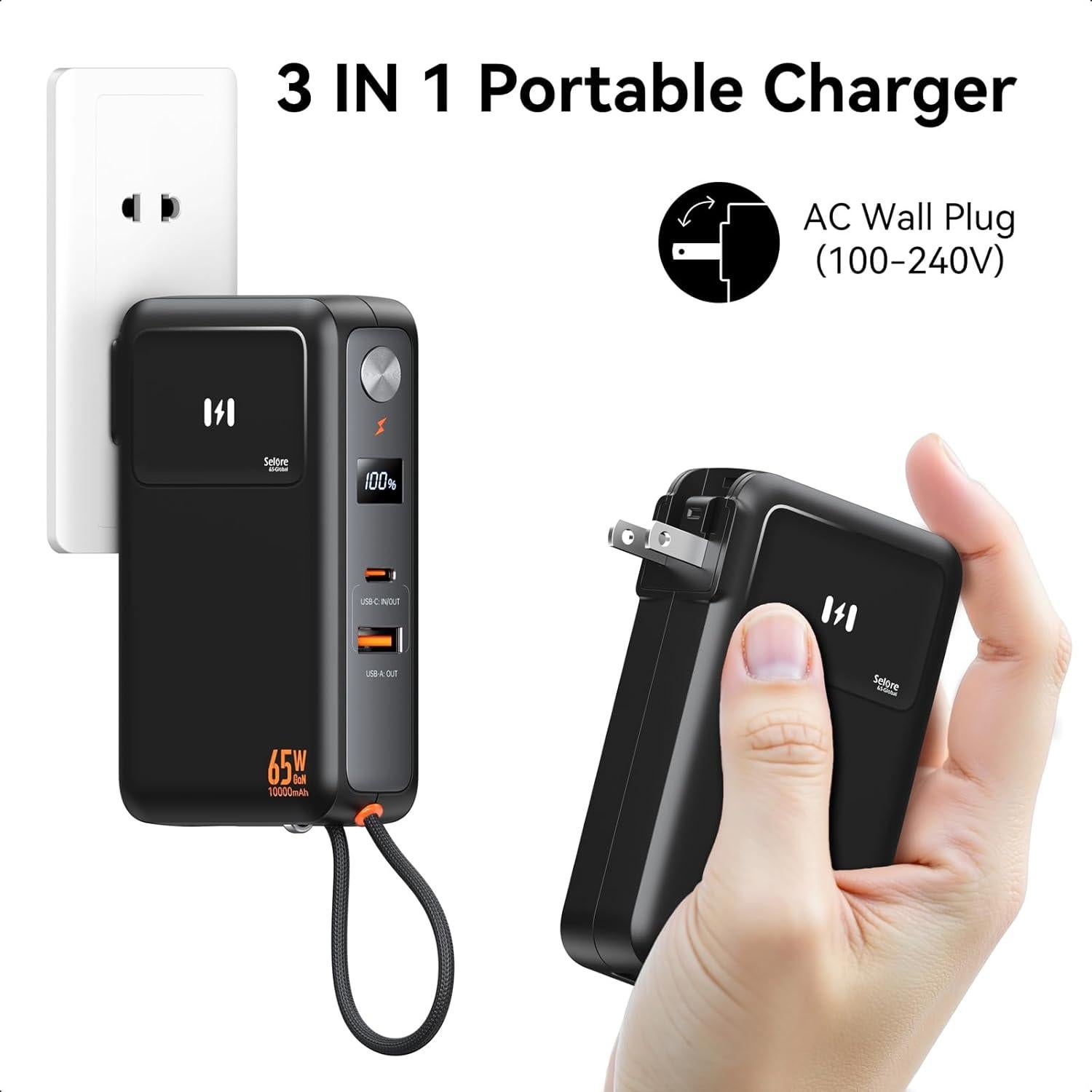 Cargador Portátil 65W + Batería Externa 10,000mAh C-Smartlink