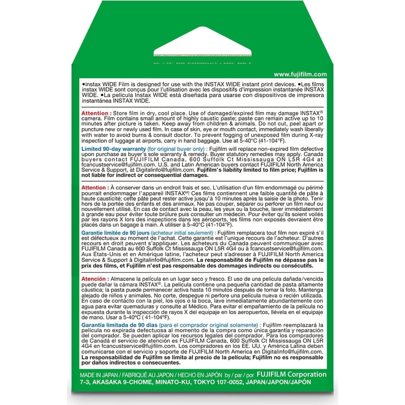 Película Instantánea Fujifilm Instax Wide Doble 40 Exposiciones