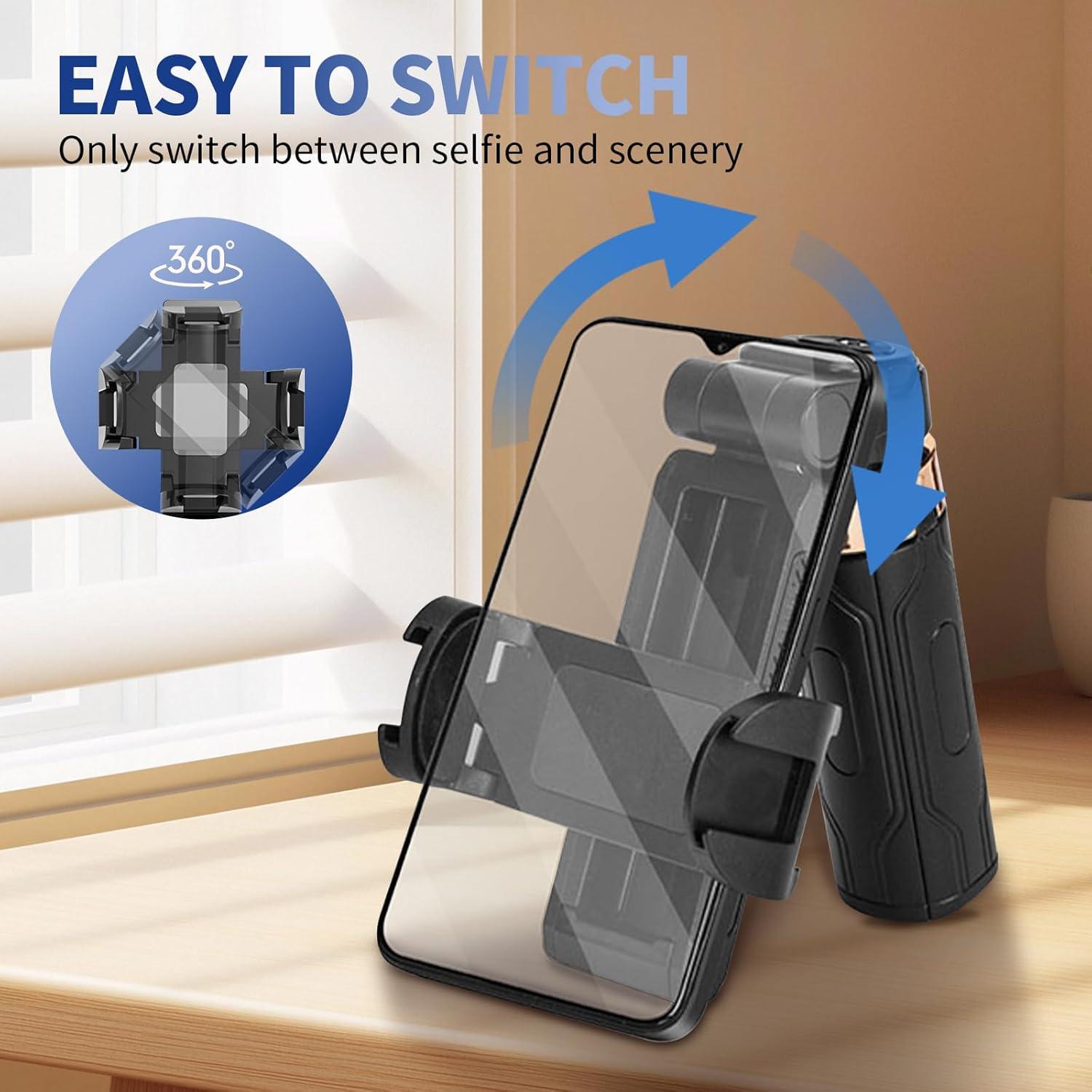 Pocketflex Mini Tripod, 360° Swivel, Extendable 10-25cm, Portable Mini Selfie Stick with Remote Control Stand (Black)