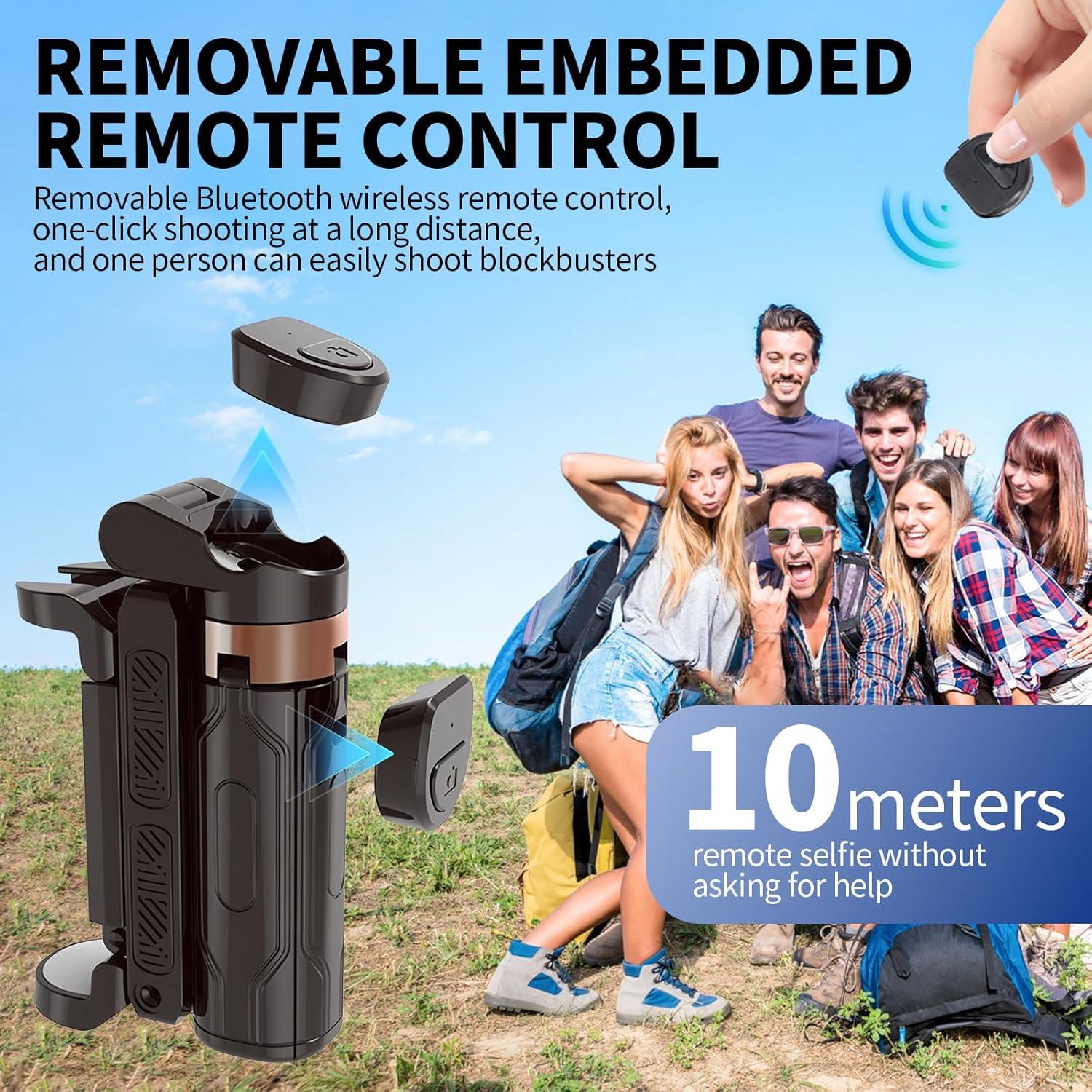 Pocketflex Mini Tripod, 360° Swivel, Extendable 10-25cm, Portable Mini Selfie Stick with Remote Control Stand (Black)