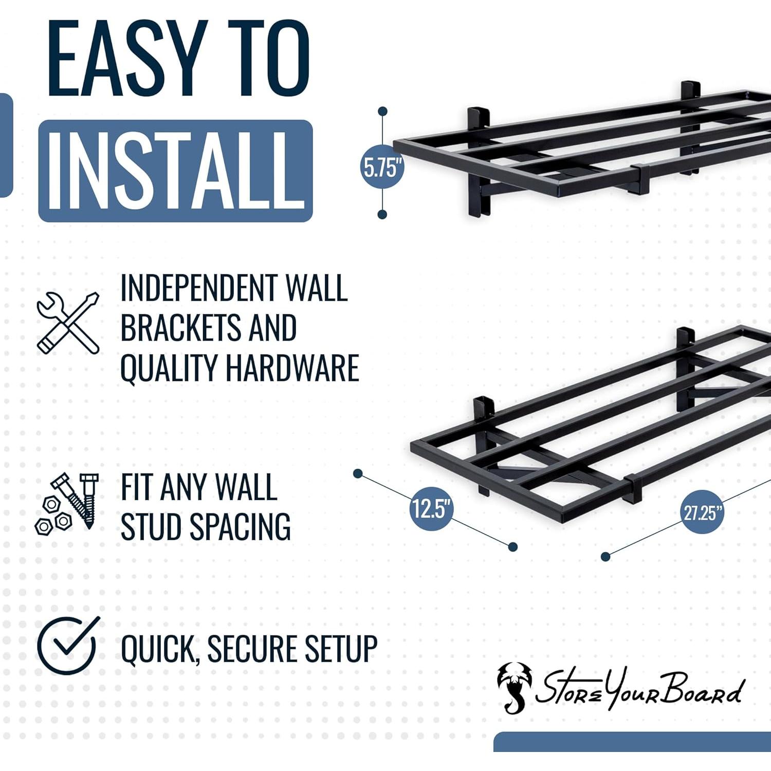 Estanterías de Pared StoreYourBoard 2-Pack 31.75x69.22cm Negra