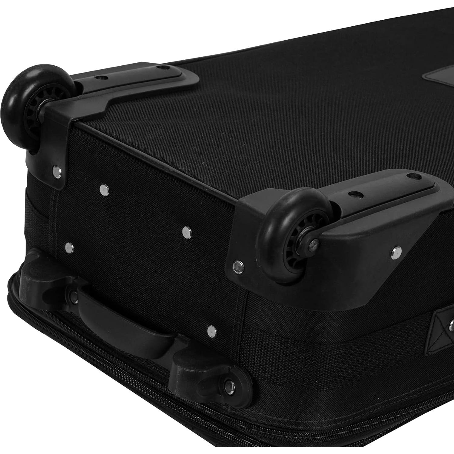 Rockland Vara Softside 3-Piece Upright Luggage Set,Expandable, Black, (20/22/28)