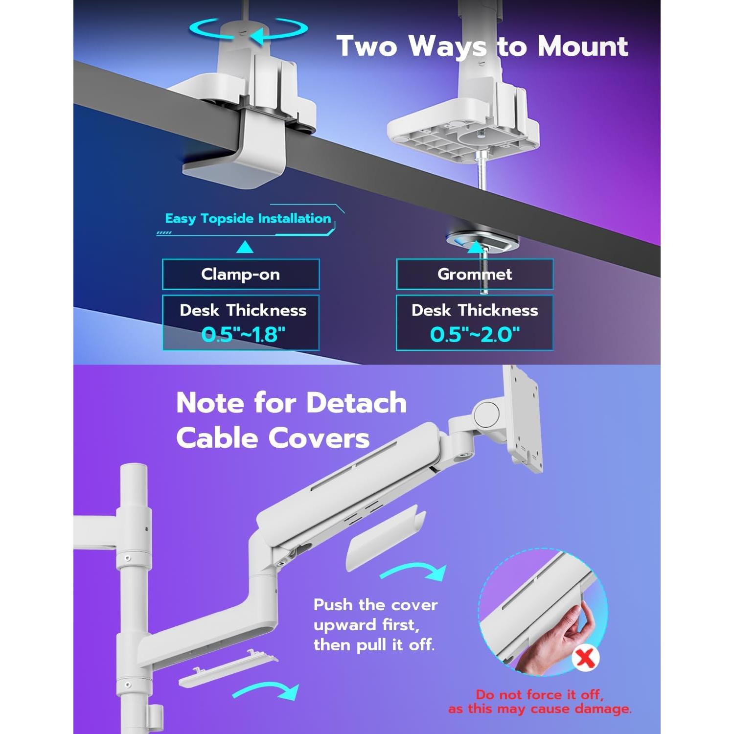 Soporte Doble para Monitores ARES WING hasta 49" (124.46 cm) Blanco