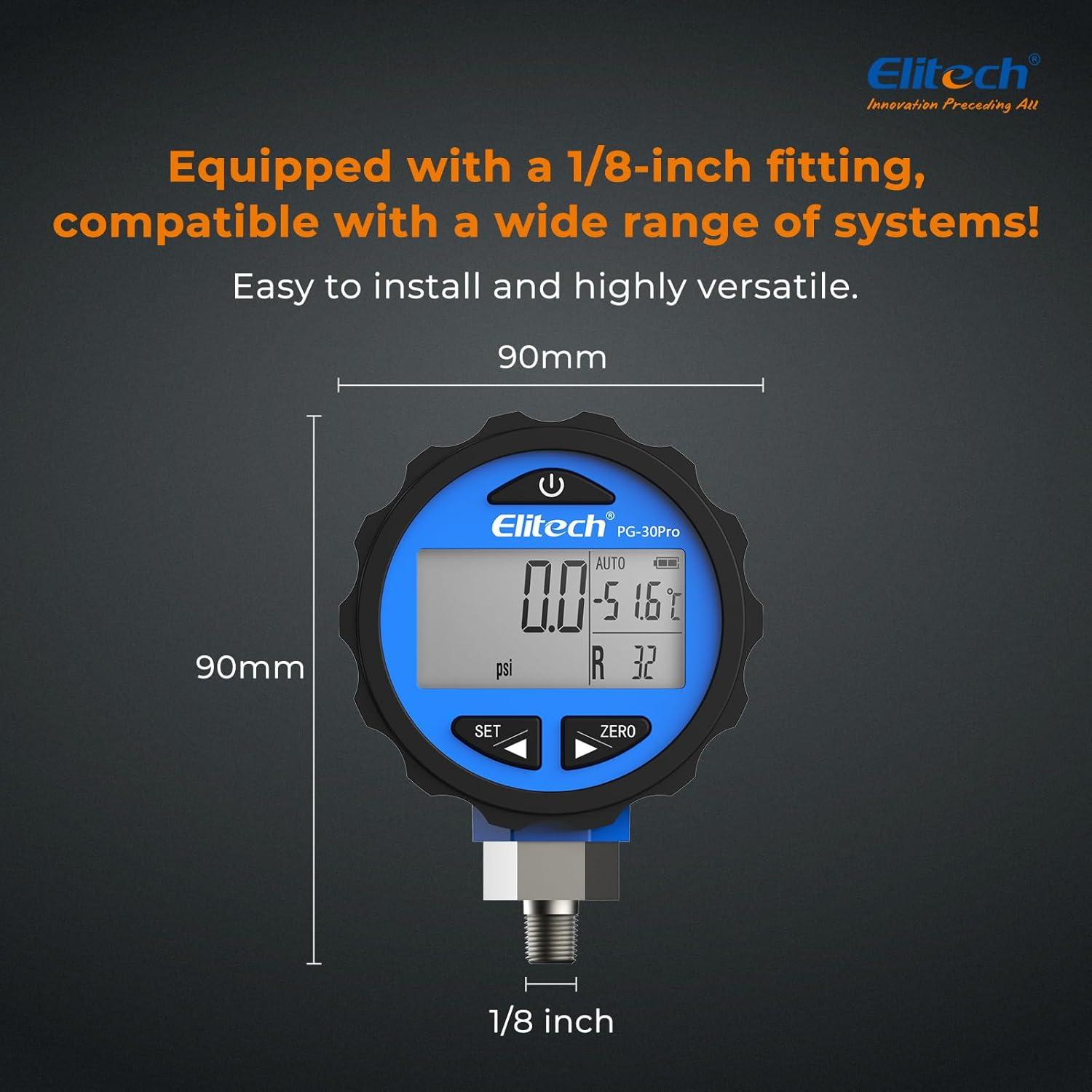 Manómetro Digital Elitech PG-30 Pro 0-34.5 Bar 1/8" NPT
