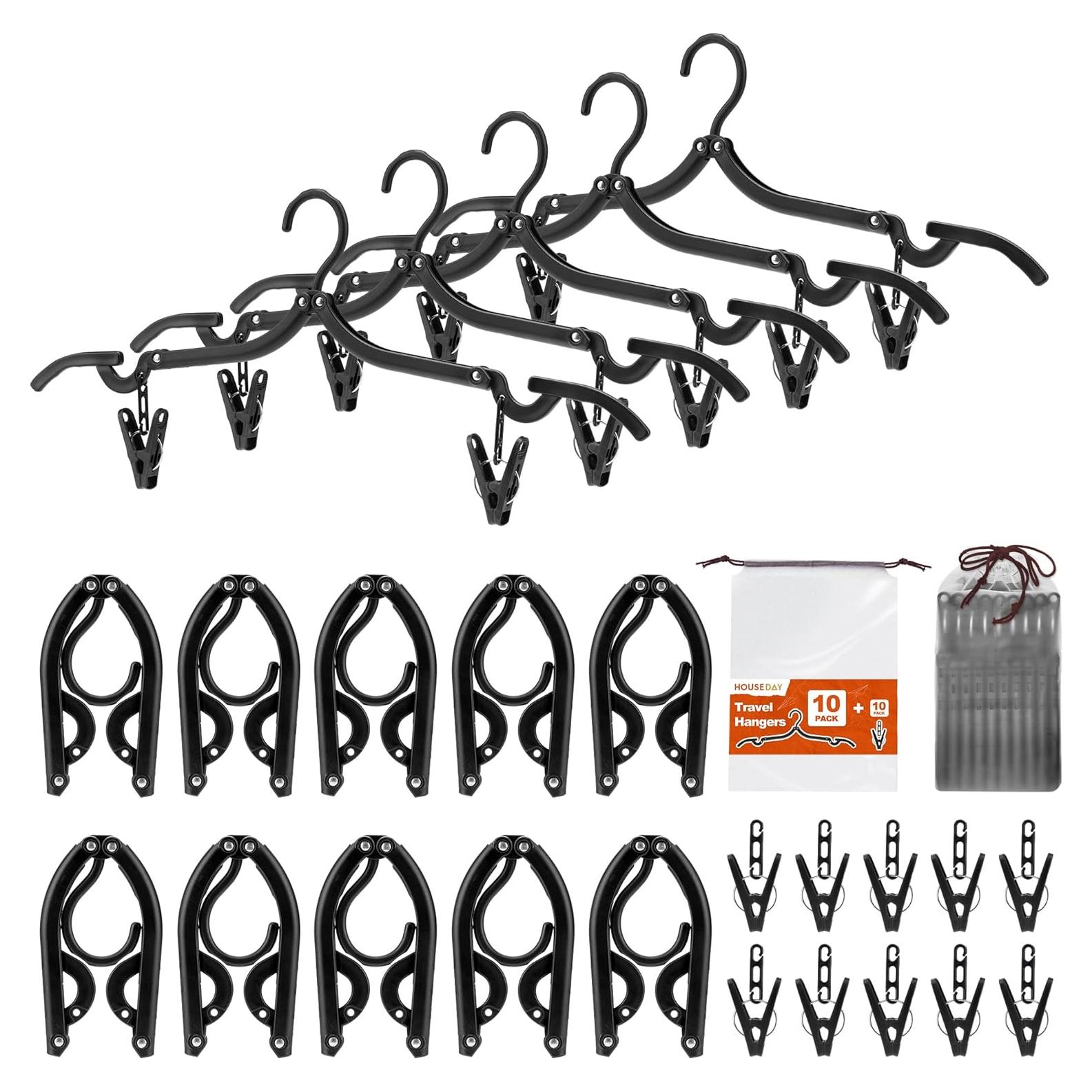 Perchas de Viaje Plegables HOUSE DAY - Paquete de 10 - Negro