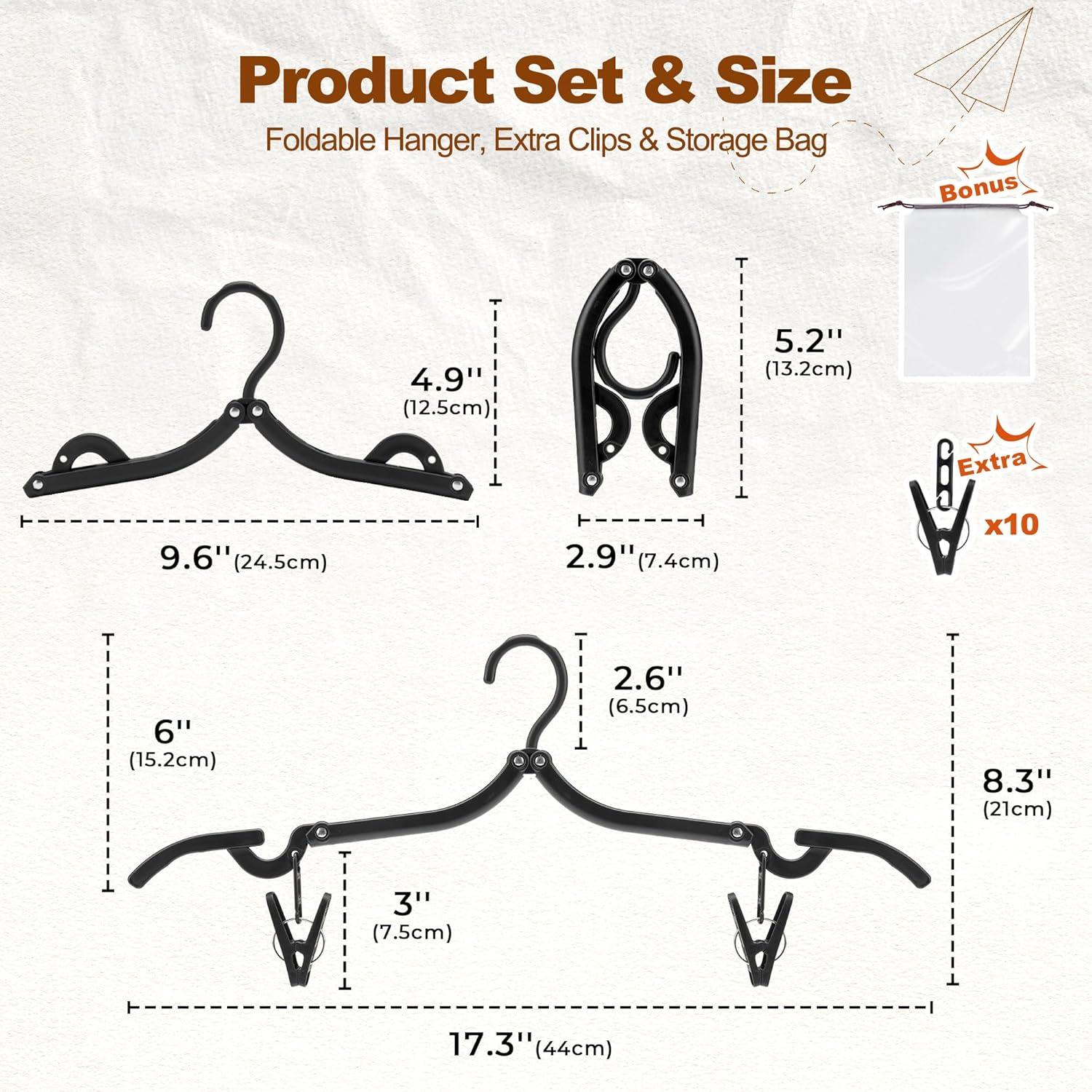 Perchas de Viaje Plegables HOUSE DAY - Paquete de 10 - Negro