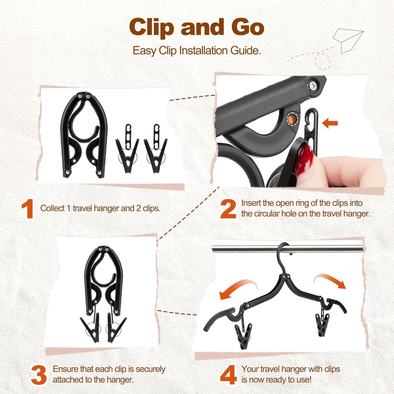 Perchas de Viaje Plegables HOUSE DAY - Paquete de 10 - Negro