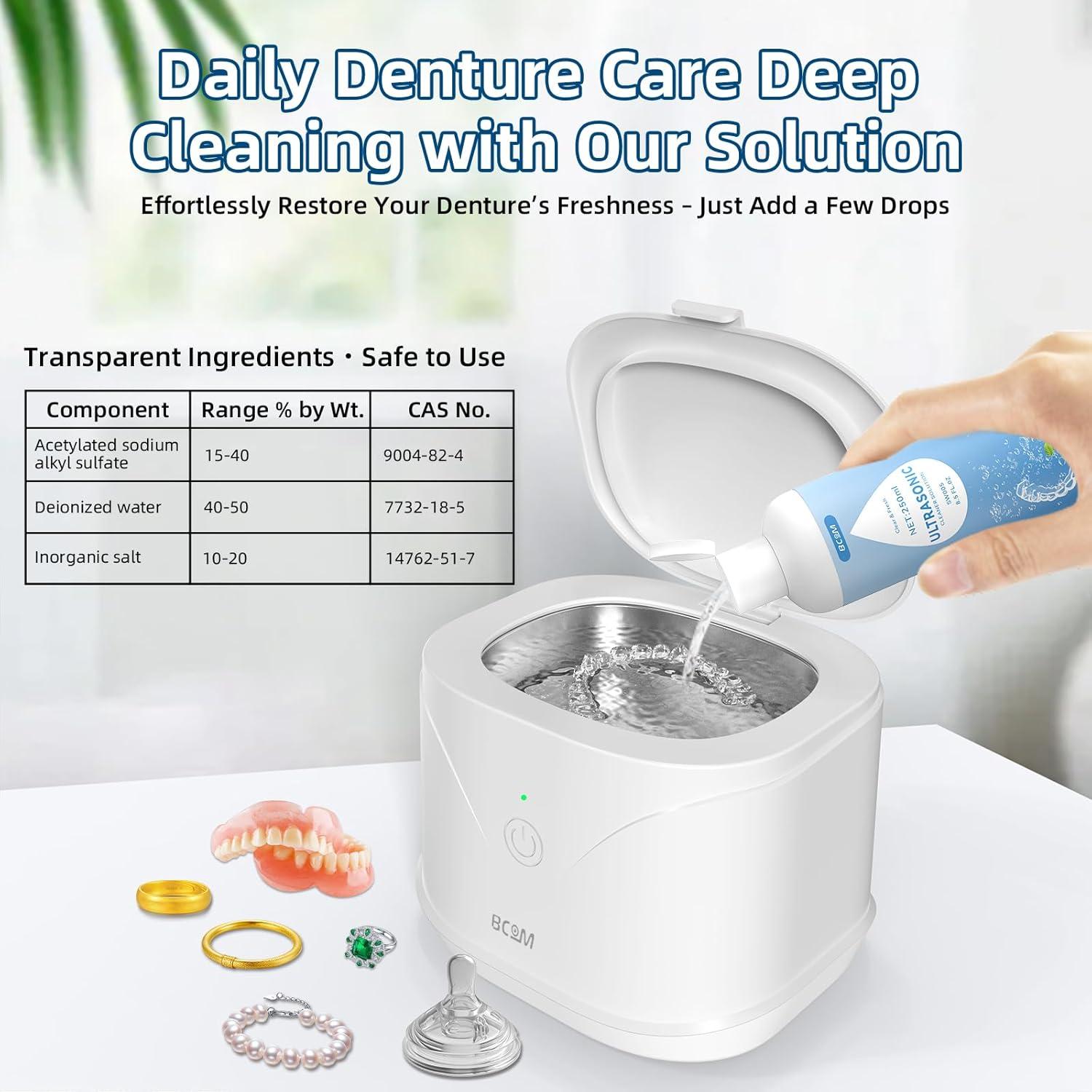 Limpiador Ultrasonico Bcom 240 ml para Retenedores y Joyería