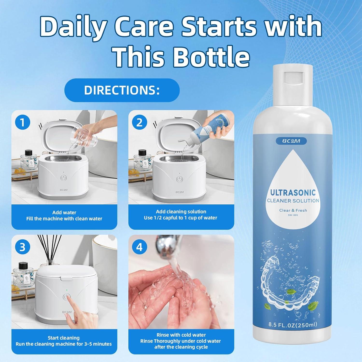 Limpiador Ultrasonico Bcom 240 ml para Retenedores y Joyería