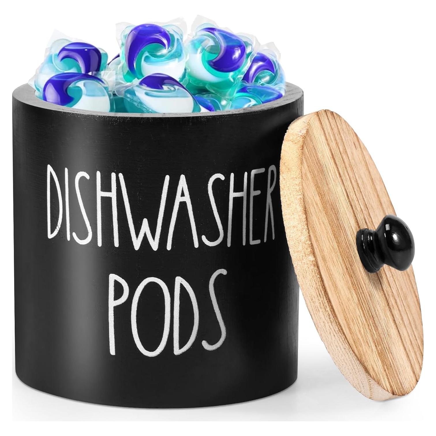 Contenedor Redondo de Madera SOEWWEKLAX para Cápsulas de Lavavajillas