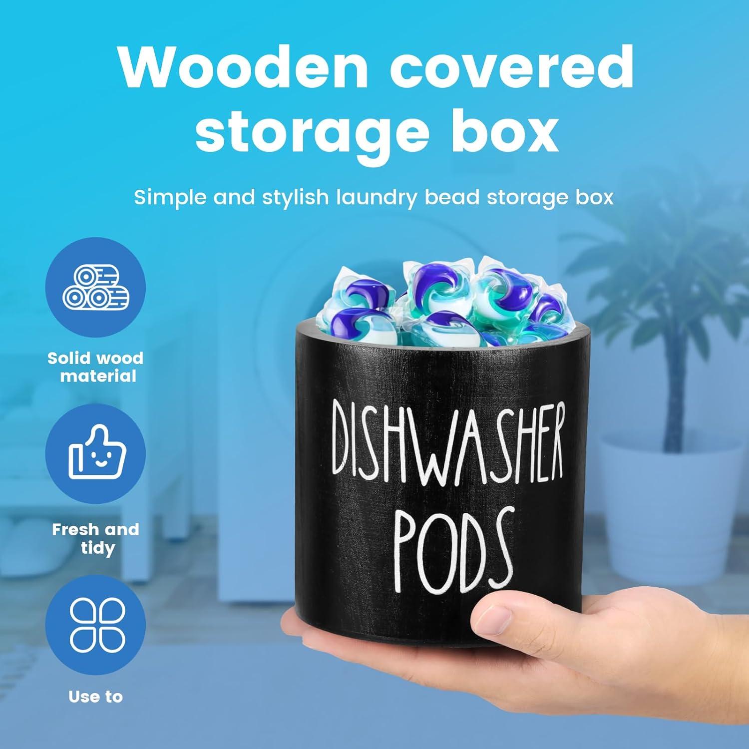 Contenedor Redondo de Madera SOEWWEKLAX para Cápsulas de Lavavajillas