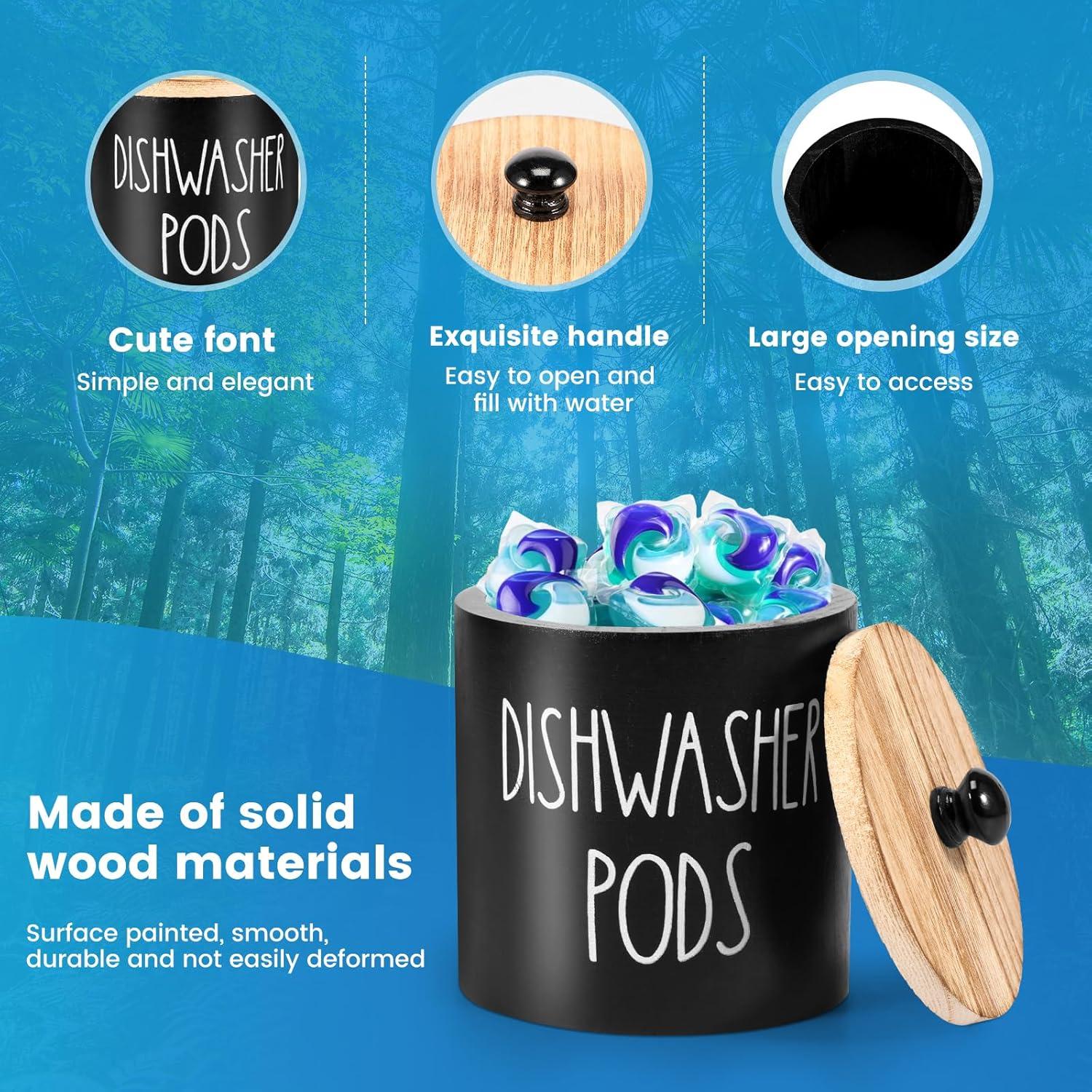 Contenedor Redondo de Madera SOEWWEKLAX para Cápsulas de Lavavajillas