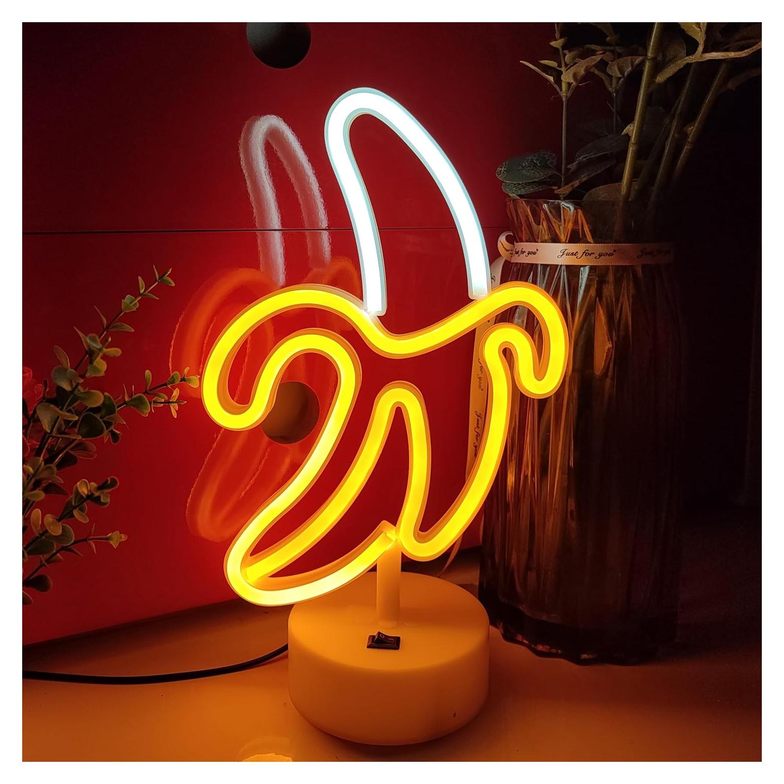 Cartel de Neón LED JYWJ Plátano Decoración USB 23x21.5cm