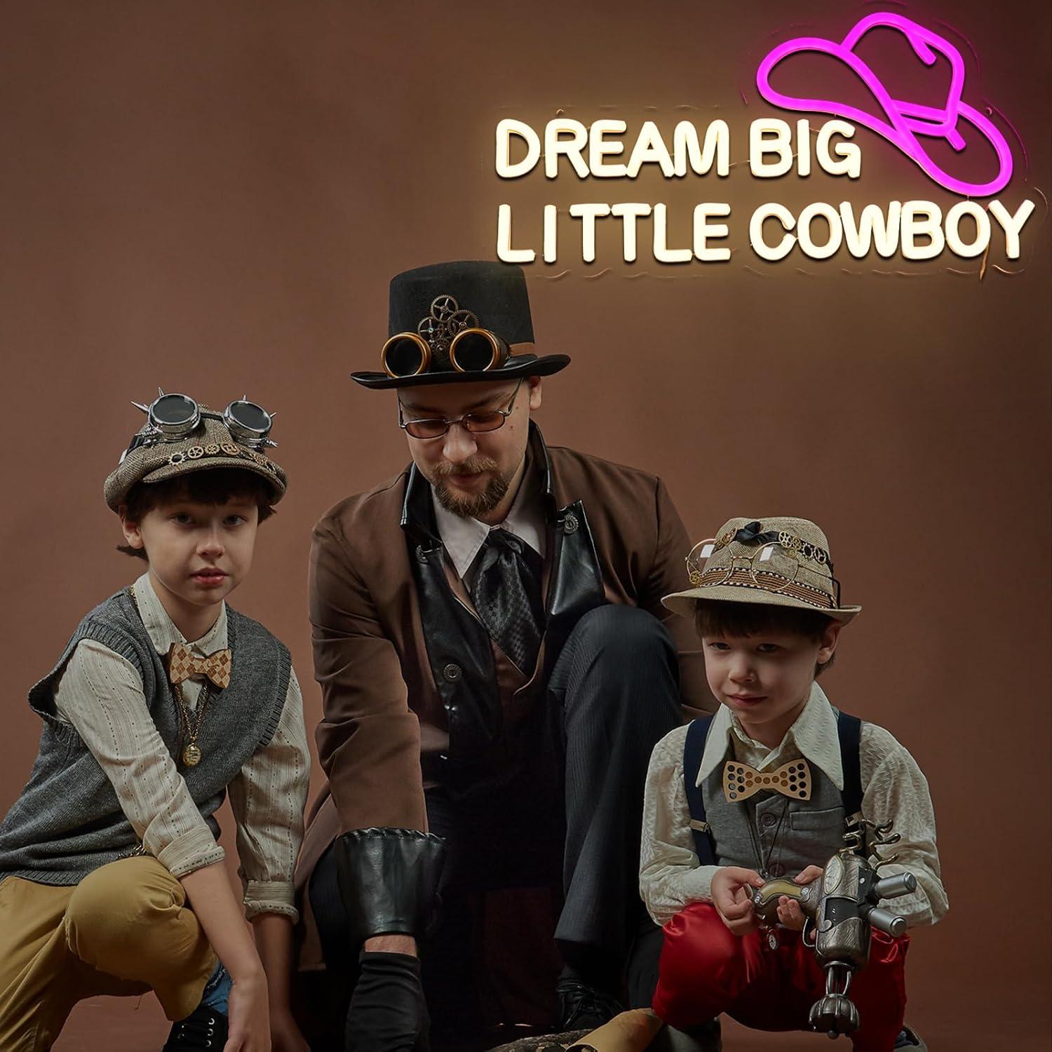 Señal de Neón LED Sueña en Grande Vaquero PMCVYH 42x21 cm