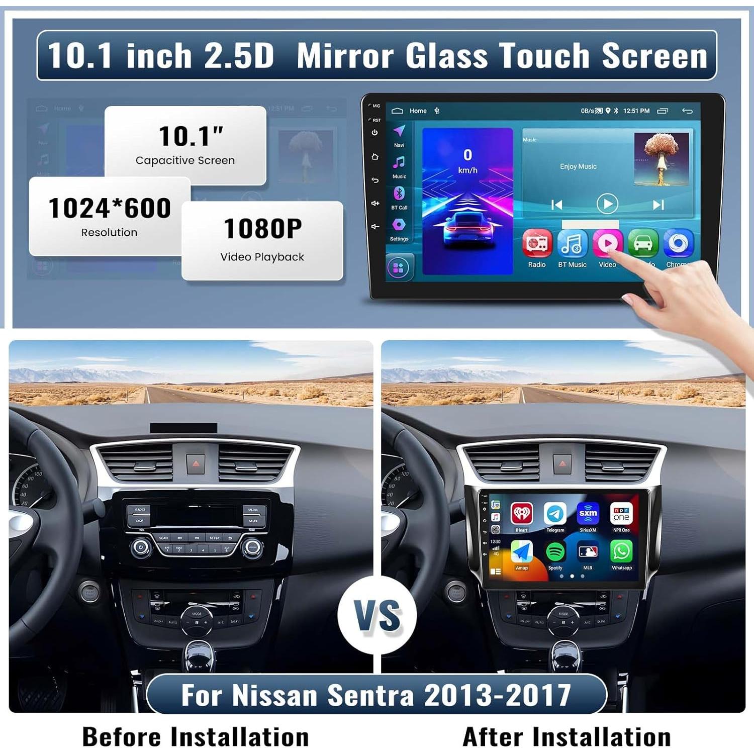 Estéreo de Coche Android 10.1" UNITOPSCI para Nissan Sentra 2013-2017