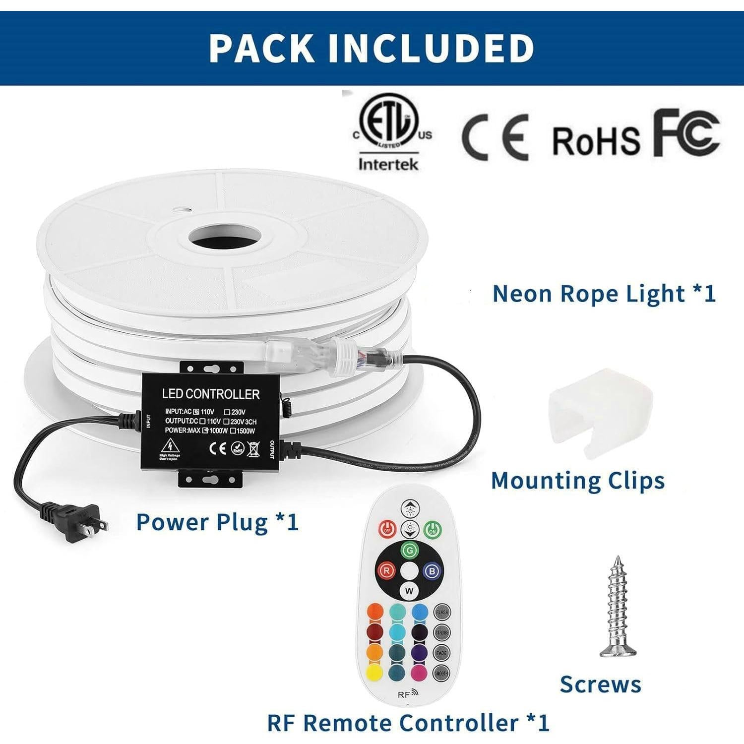 Tubo de Luz Neón LED FORT 5.03m RGB Impermeable 110V