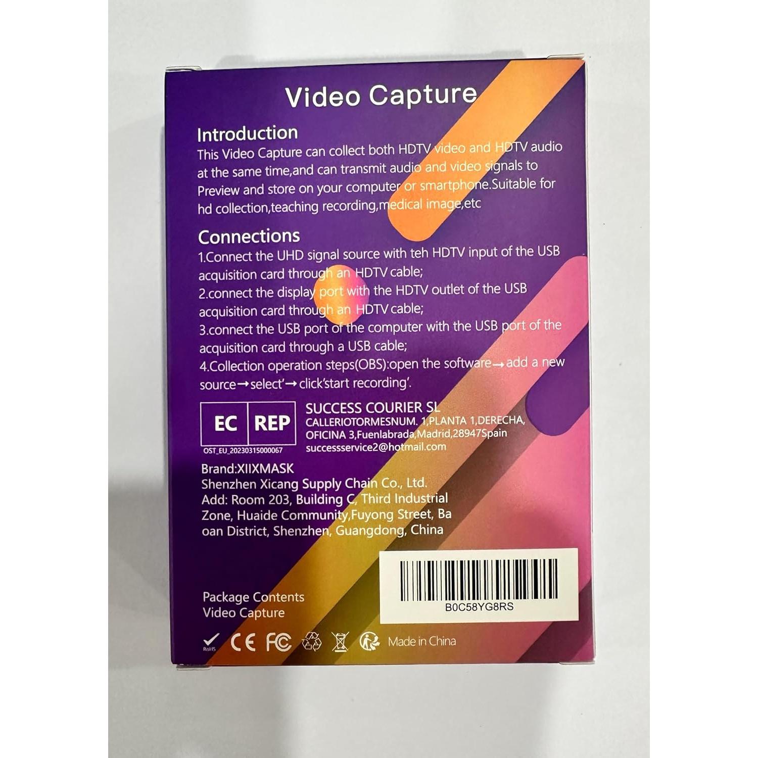 Tarjeta de Captura HDMI a USB 3.0 XIIXMASK 1080P 60Hz