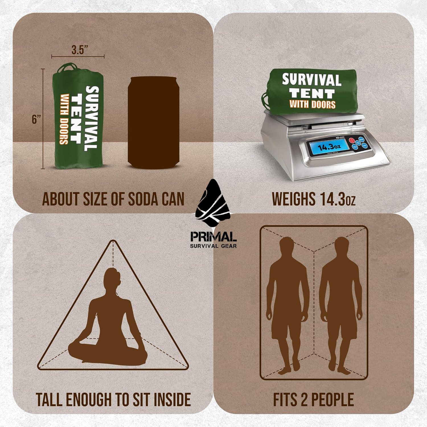 Tienda de Supervivencia Primal Gear Verde Compacta 2 Personas