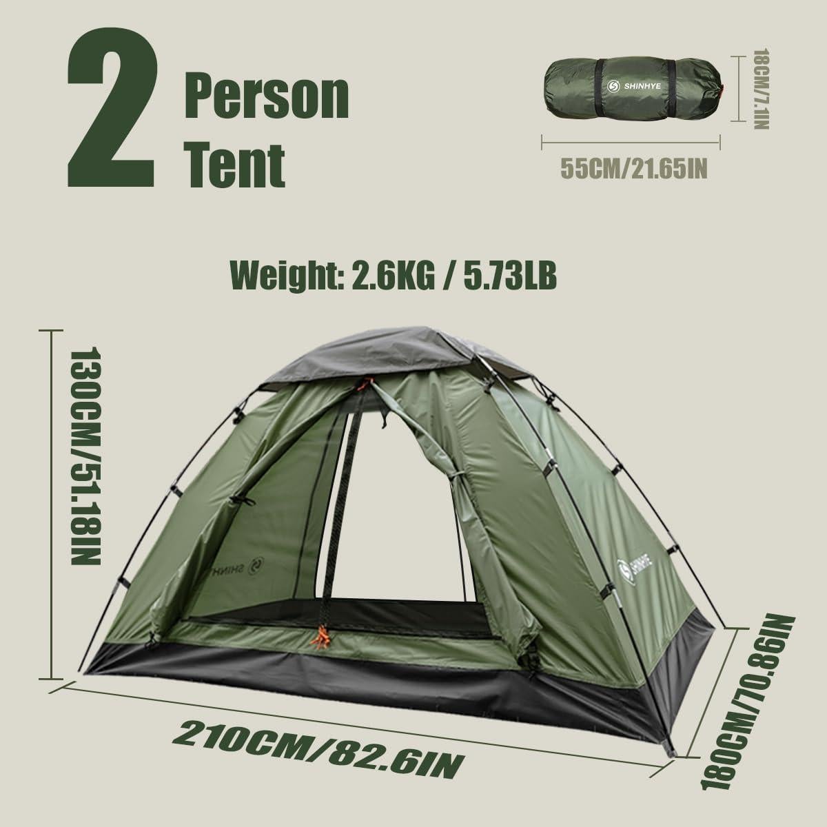 Tienda de Camping ShinHye Verde 2 Personas Impermeable