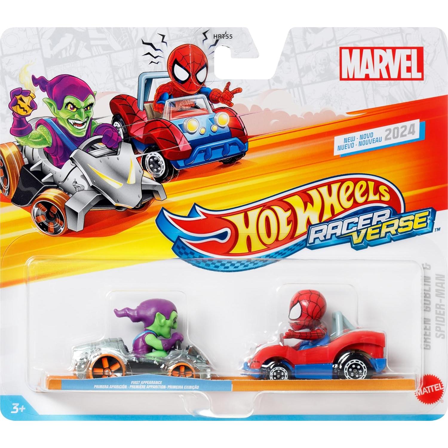 Hot Wheels RacerVerse Set 2 Vehículos Metal Spider-Man Duende Verde