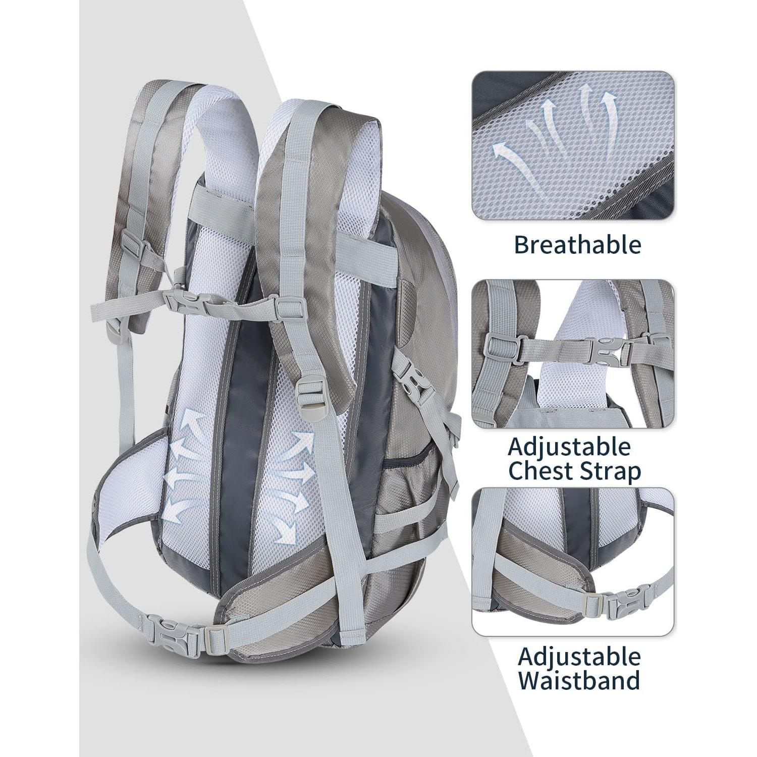 Mochila de Senderismo 40L Mokzer Gris Impermeable Unisex