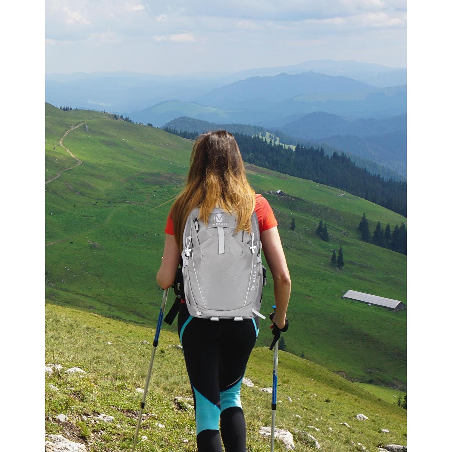 Mochila de Senderismo 40L Mokzer Gris Impermeable Unisex