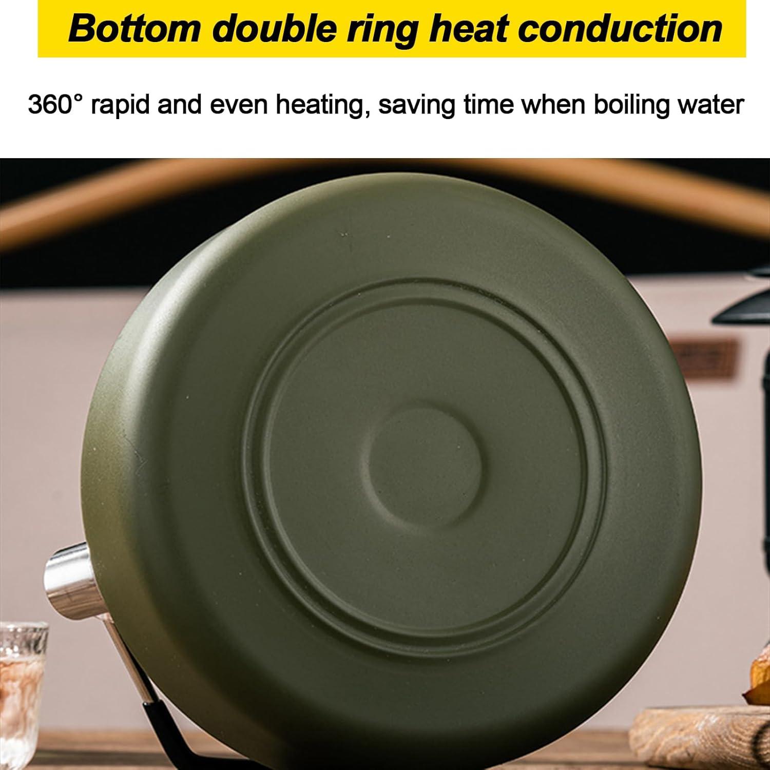 Hervidor de Camping VEADOOLLY 1L Acero Inoxidable Verde