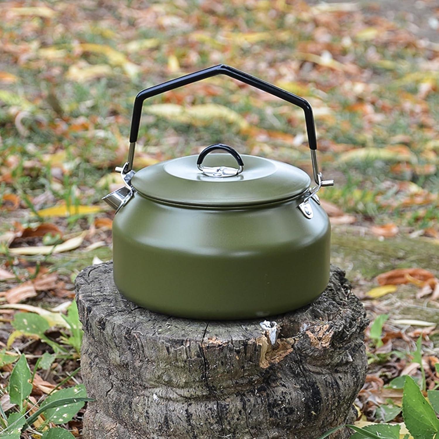 Hervidor de Camping VEADOOLLY 1L Acero Inoxidable Verde