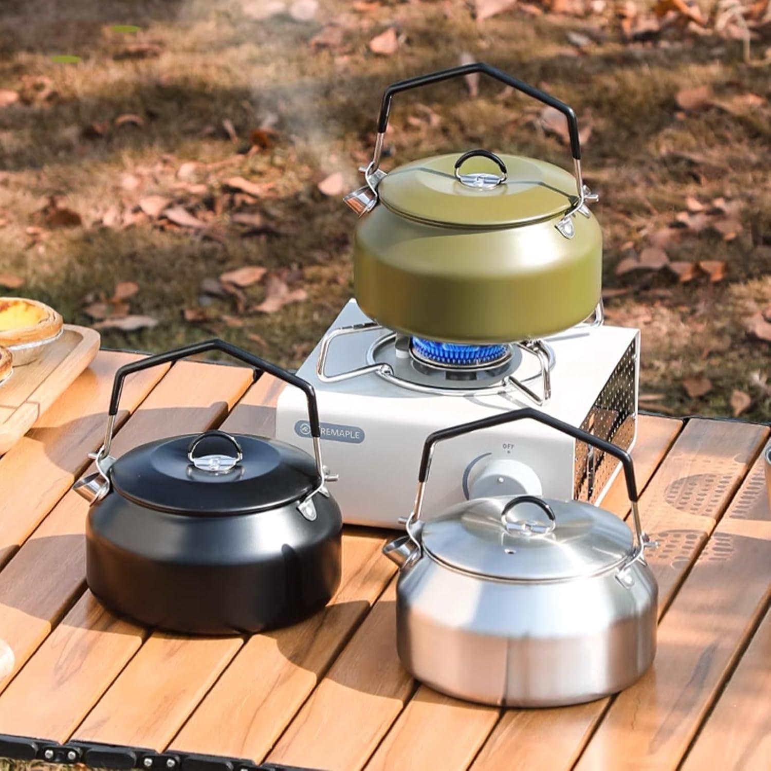 Hervidor de Camping VEADOOLLY 1L Acero Inoxidable Verde