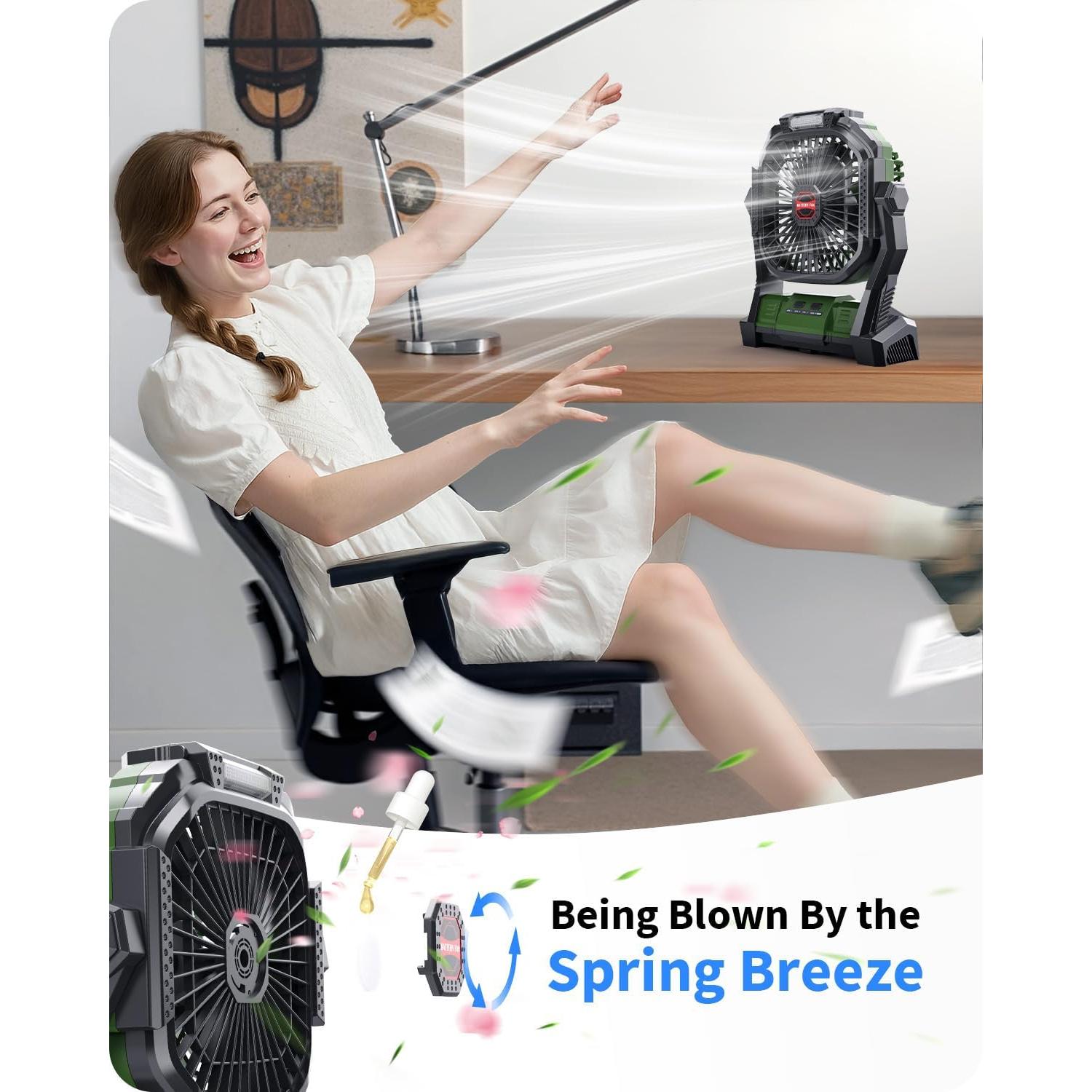 Ventilador Portátil Recargable Gamfeiny 20000mAh Verde Militar