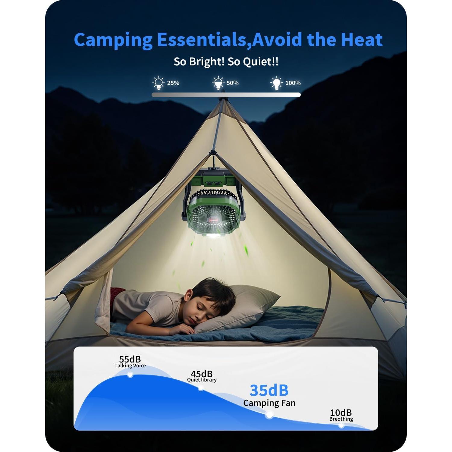 Ventilador Portátil Recargable Gamfeiny 20000mAh Verde Militar