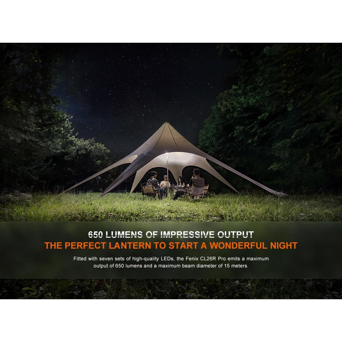 Fenix CL26R Pro 650 Lumen USB Rechargeable White/red Output Camping Lantern/Work Light, Rechargeable Battery with EdisonBright Charging Cable (Gray Camo)