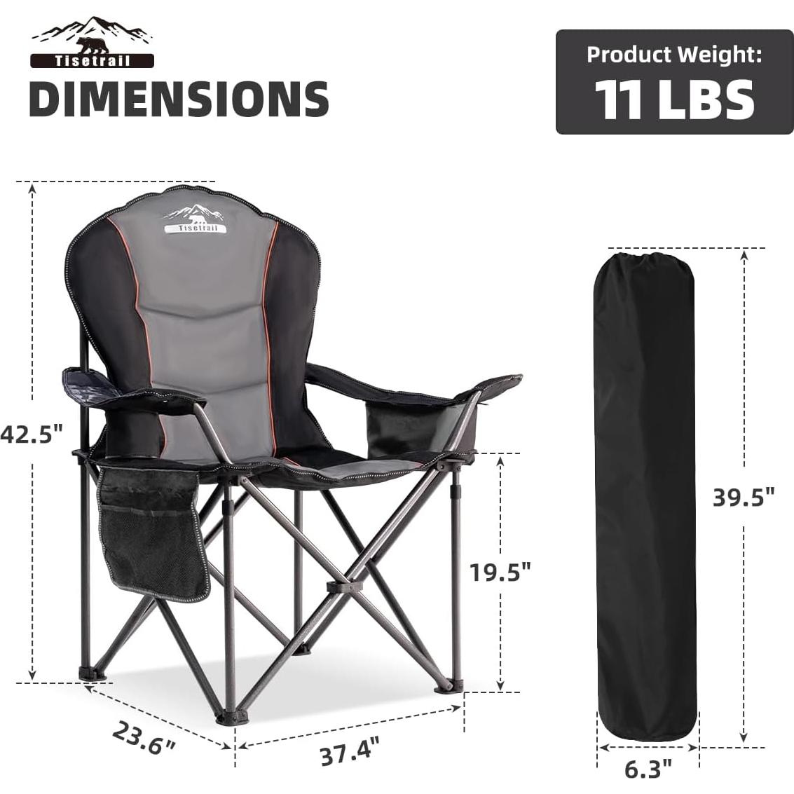 Silla de Camping Plegable Tisetrail XL con Enfriador 226.8 kg
