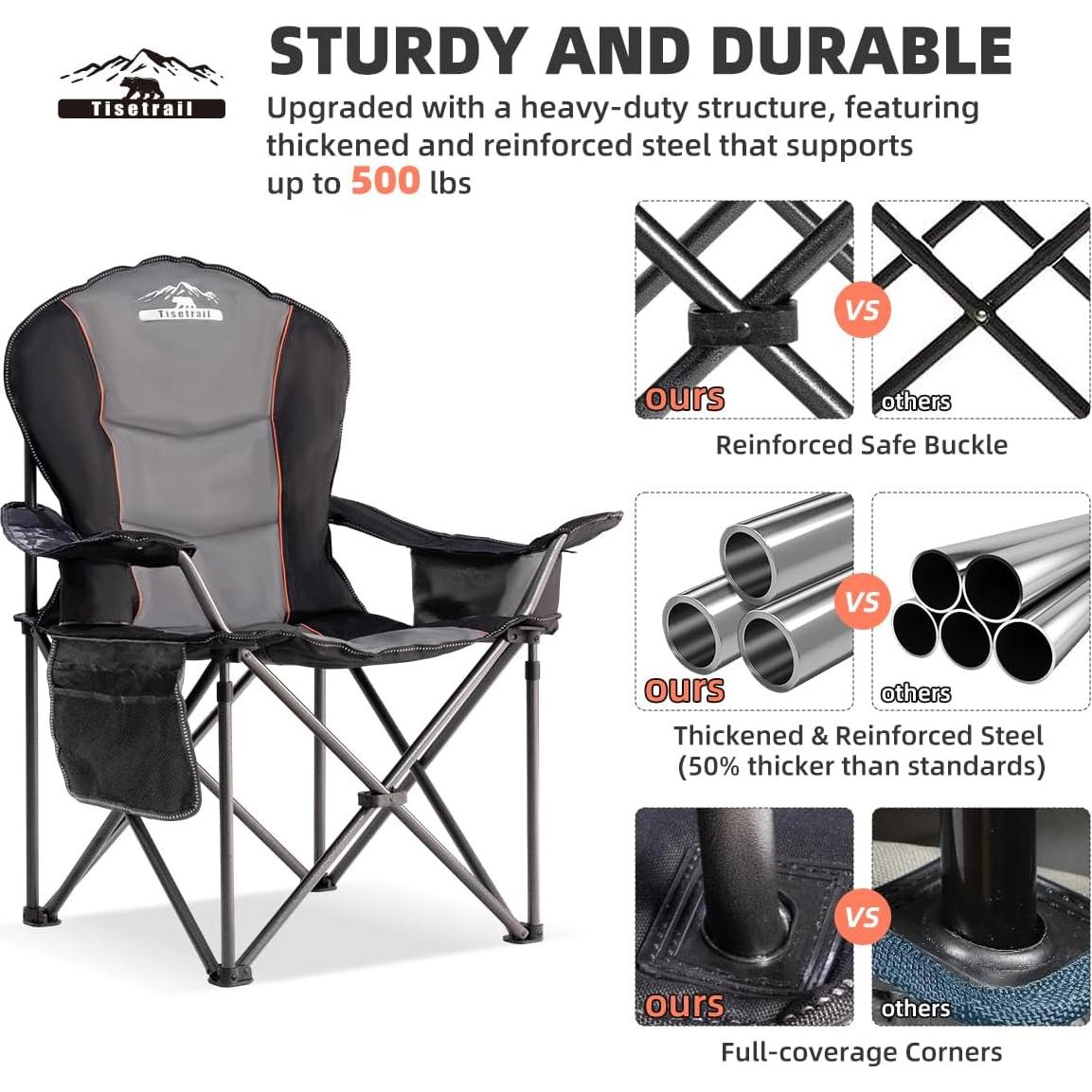 Silla de Camping Plegable Tisetrail XL con Enfriador 226.8 kg