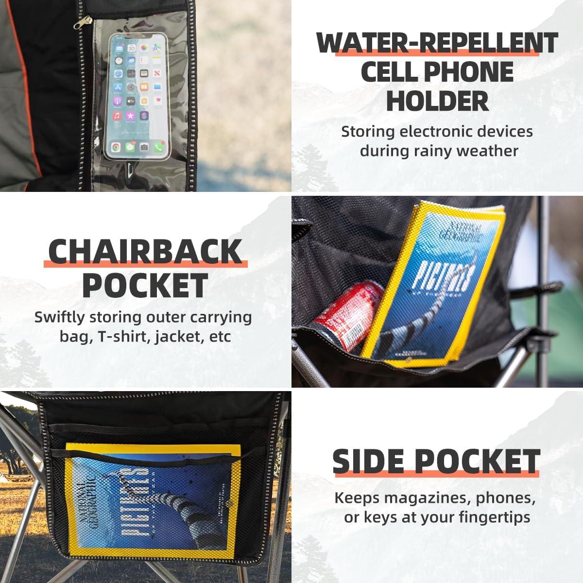 Silla de Camping Plegable Tisetrail XL con Enfriador 226.8 kg