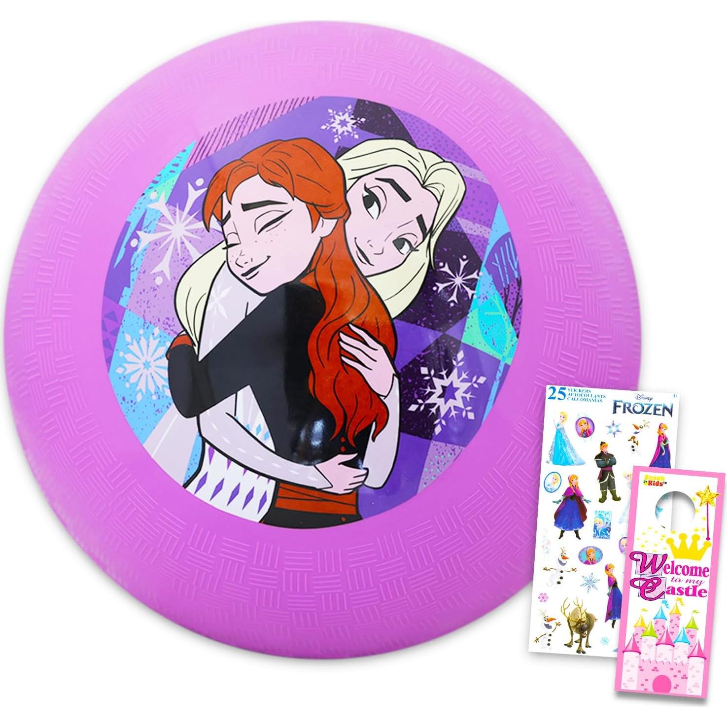 Disney Frozen & Minnie Mouse Playground Ball Set - Bundle with Textured Elsa and Minnie Balls, Stickers, and More | Disney Toys Pack for Kids