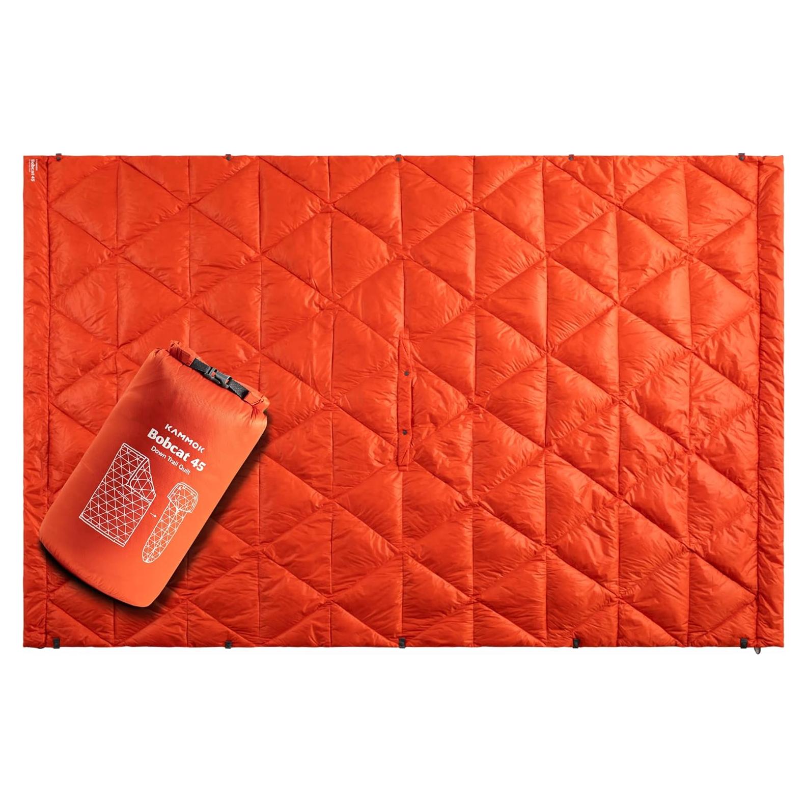 KAMMOK Bobcat 45°F - Down Trail Quilt, Water Resistant, Durable, Compact and Packable, Indoor/Outdoor Camp Blanket (84 in × 54 in)