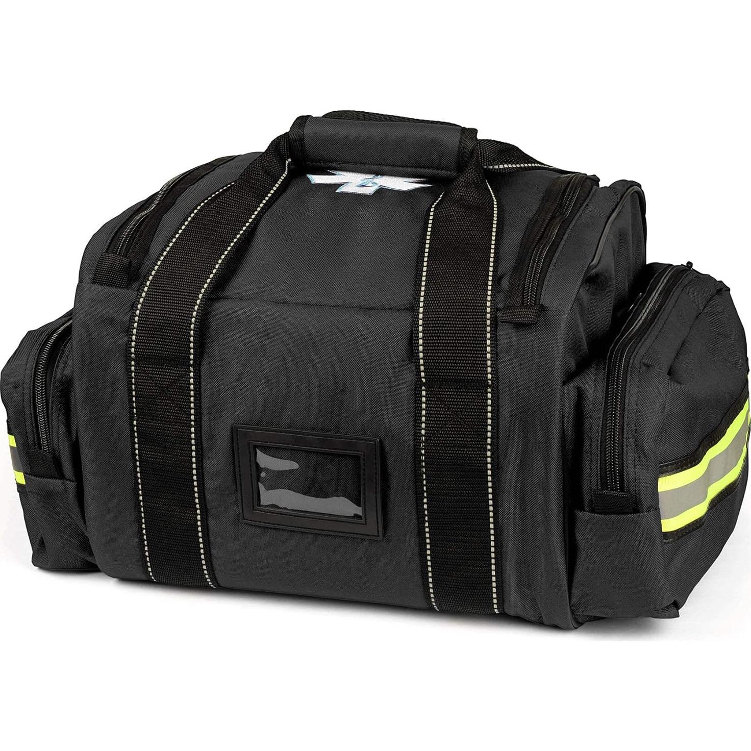 Scherber Fully-Stocked First Responder Bag | Professional EMT/EMS Trauma & Bleeding Medical Kit | HSA/FSA Approved | CAT Tourniquet, HyFin Chest Seal, Israeli Bandage & 250+ First Aid Supplies (Black)