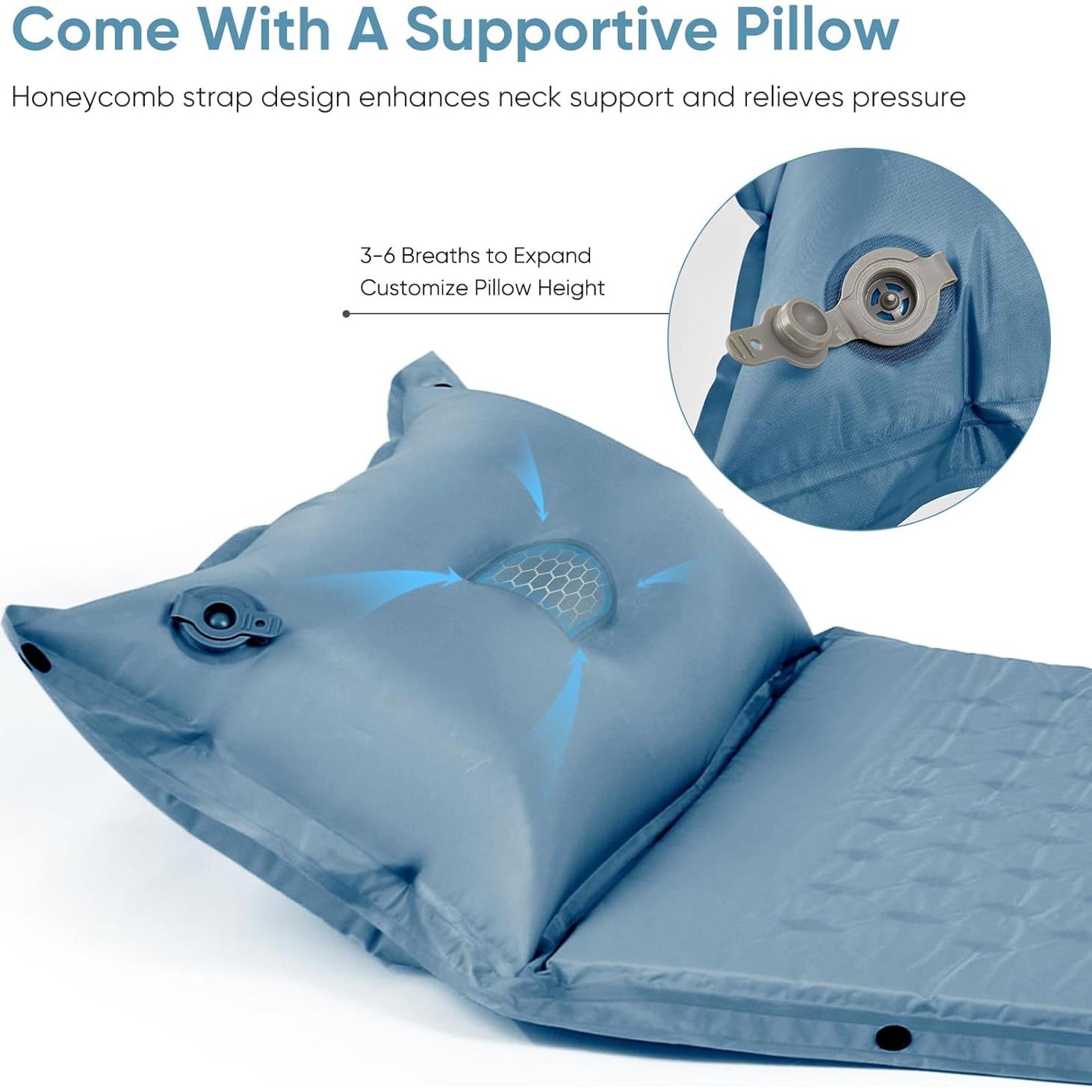 Almohadilla de Camping Naturehike D02-BN 2 Personas Inflable Azul