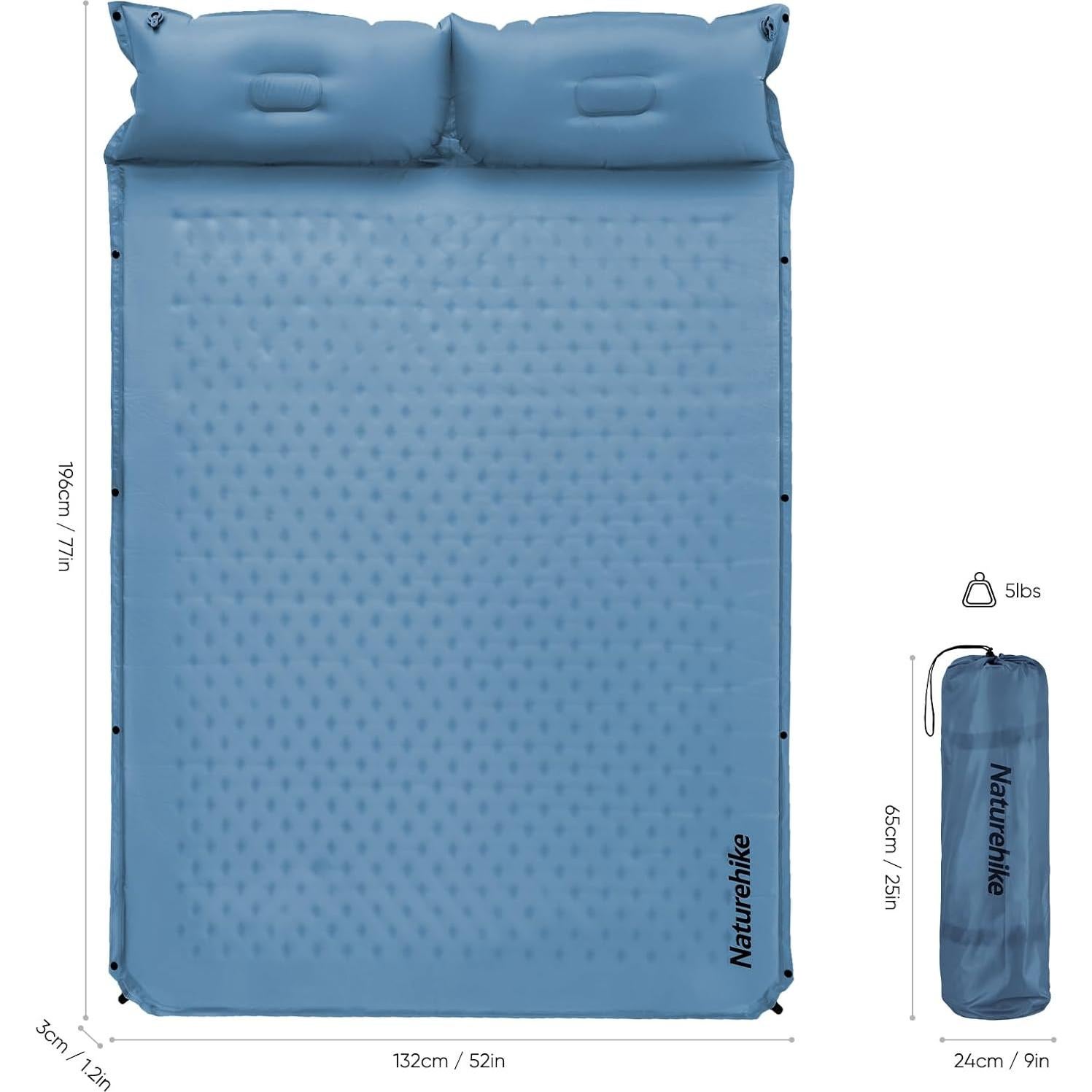 Almohadilla de Camping Naturehike D02-BN 2 Personas Inflable Azul