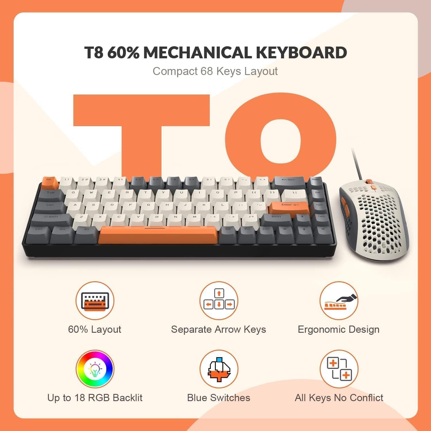 Teclado Mecánico ZIYOU LANG RK-T8PR0 68 Teclas RGB TKL