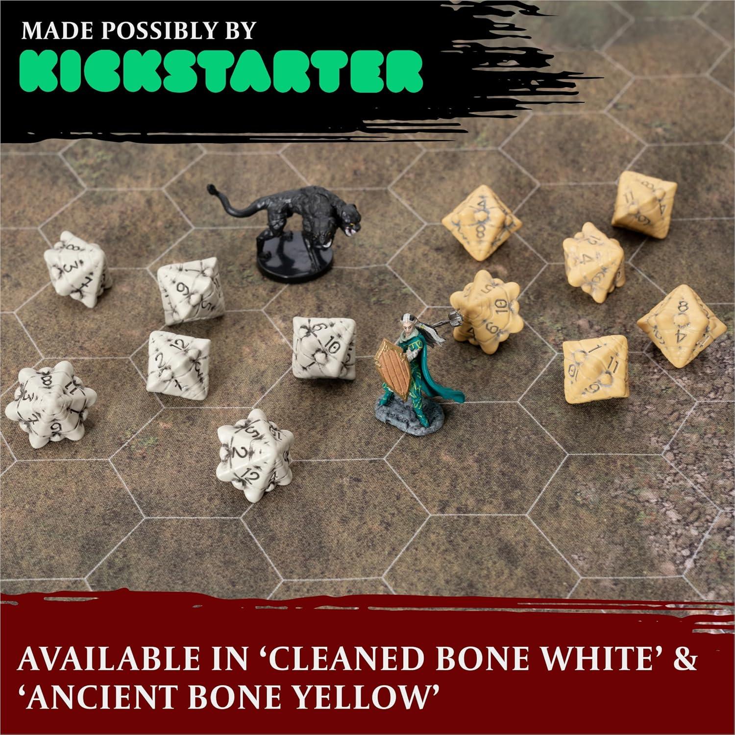 Juego de Dados D12 LYNX - Set de 6 Dados Hueso Amarillo