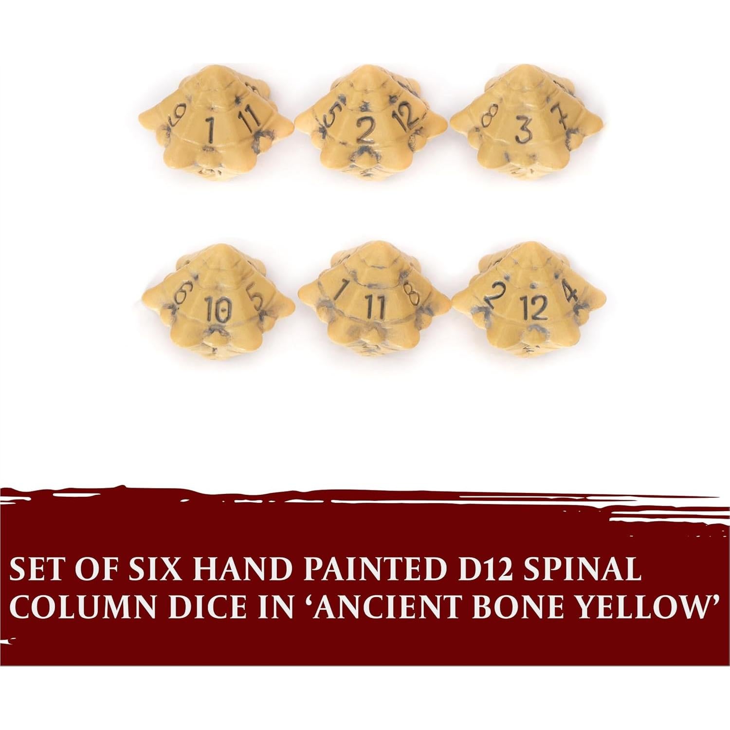 Juego de Dados D12 LYNX - Set de 6 Dados Hueso Amarillo