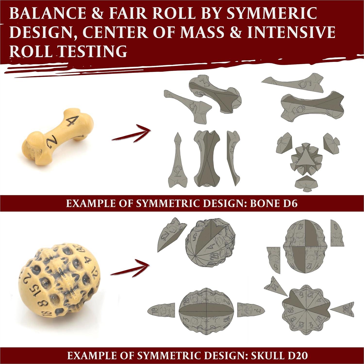 Juego de Dados D12 LYNX - Set de 6 Dados Hueso Amarillo