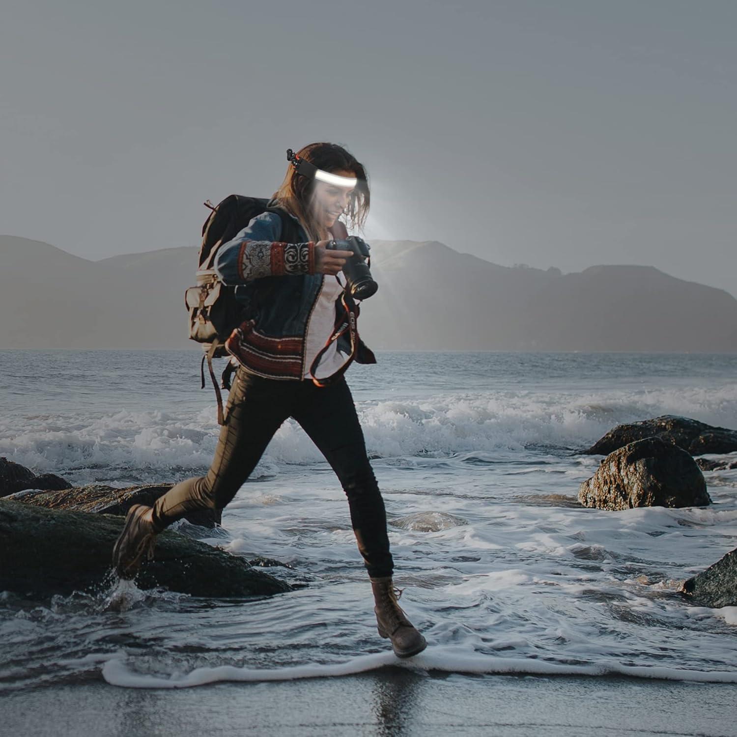 Linterna Frontal LED Adelante 1000LM Recargable Naranja