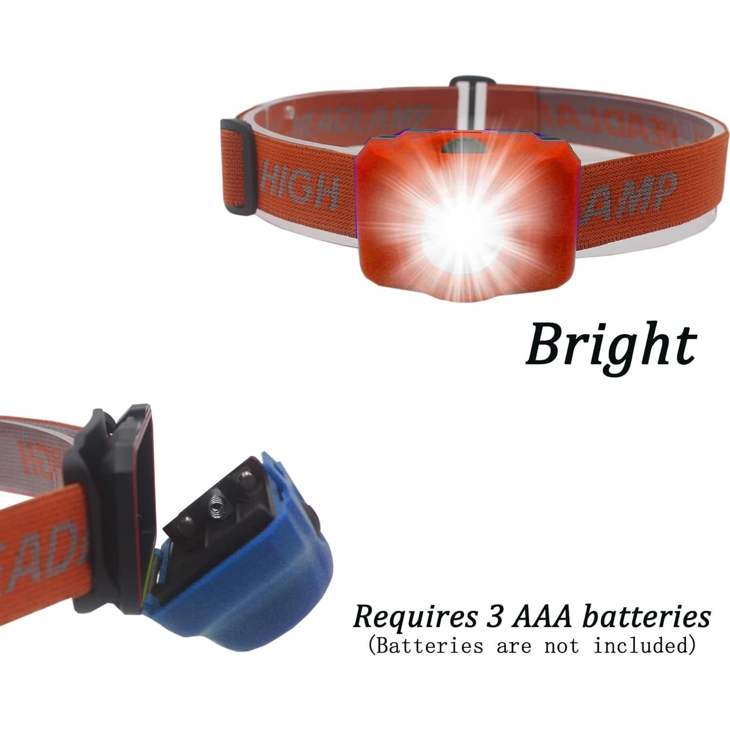 LED Headlamp Flashlight Single Mode Head Flashlight for Outdoor Camping Hiking Fishing, 4 Pack