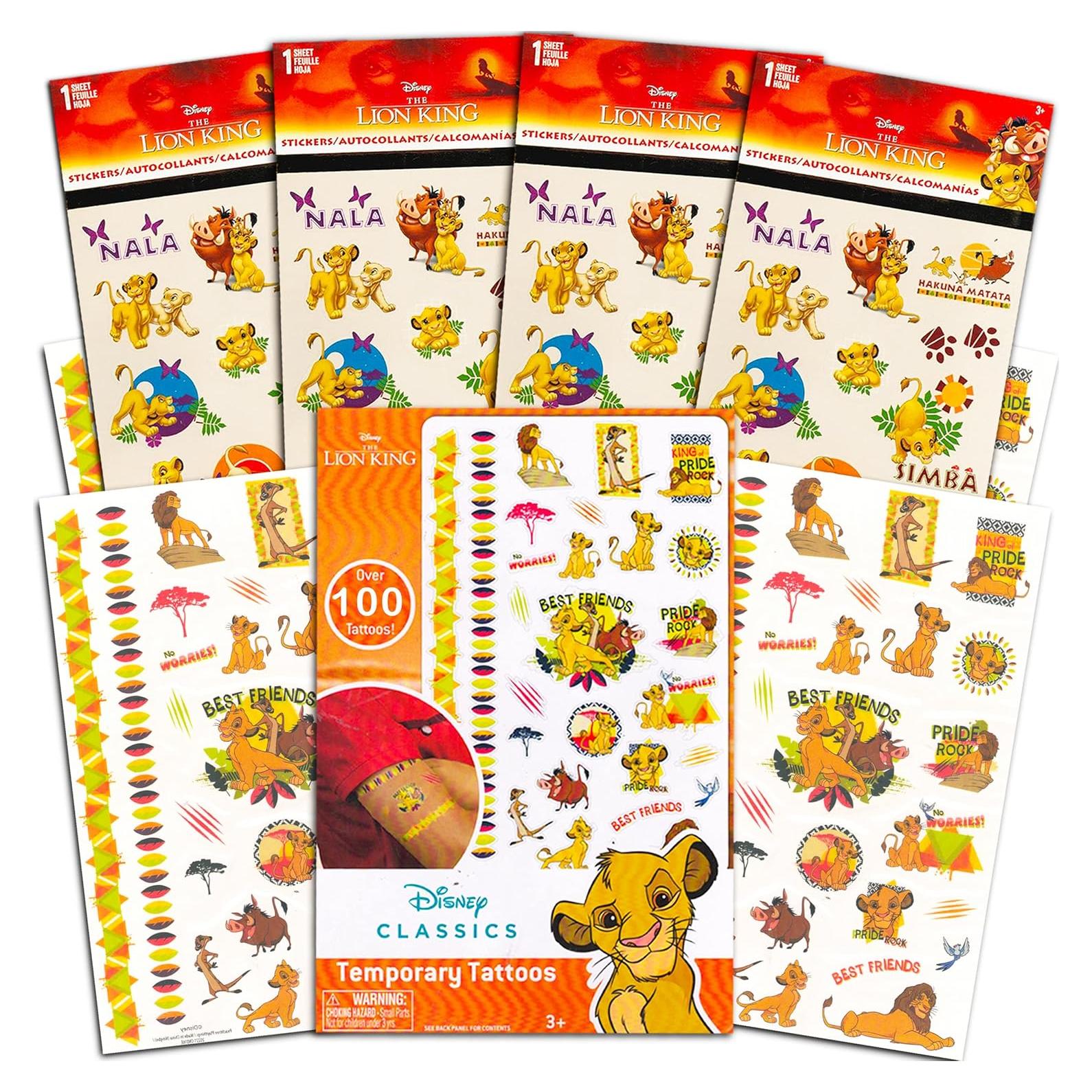 Conjunto de Pegatinas y Tatuajes Temporales Rey León Disney