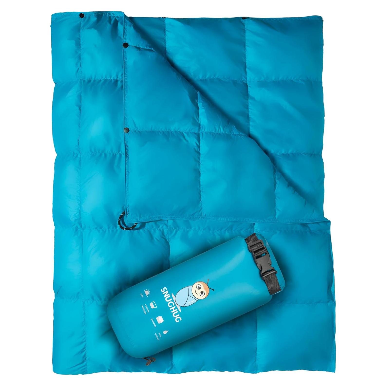 Manta Puffy SnugHug 80x54cm Aislamiento Sostenible Aqua